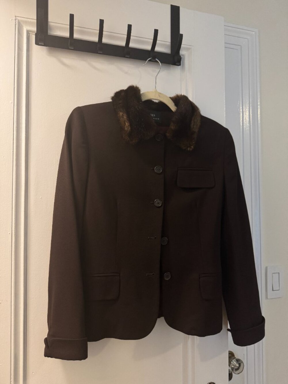 Lauren Ralph Lauren Brown Wool Blazer with Fur Collar — Size 4 🤎